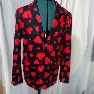 Heart Patterned Black and Red men Blazer